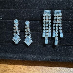 Set of Blue Crystal Dangle Earrings
